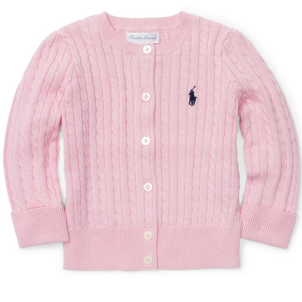 Ralph Lauren Baby Girl Cable-Knot Cotton Cardigan